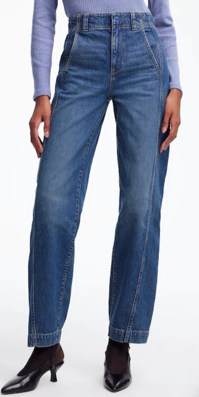 Madewell Tapered Denim Trousers Jean High Rise Calvert Wash Stretch Sz 24 New